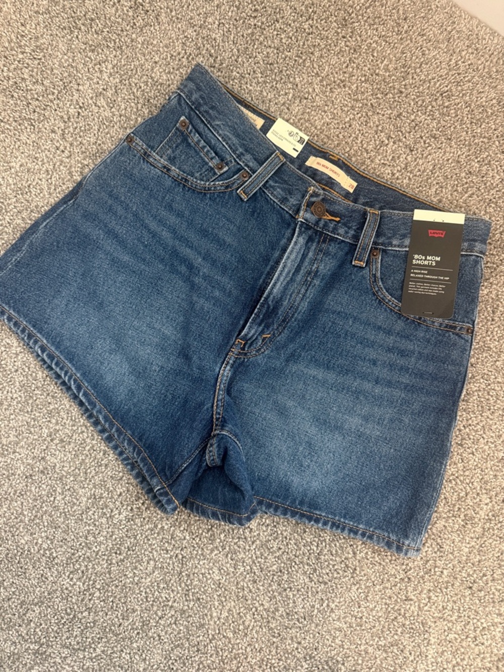 Levi's Women's Dark Blue High-Rise Mom Denim Shorts